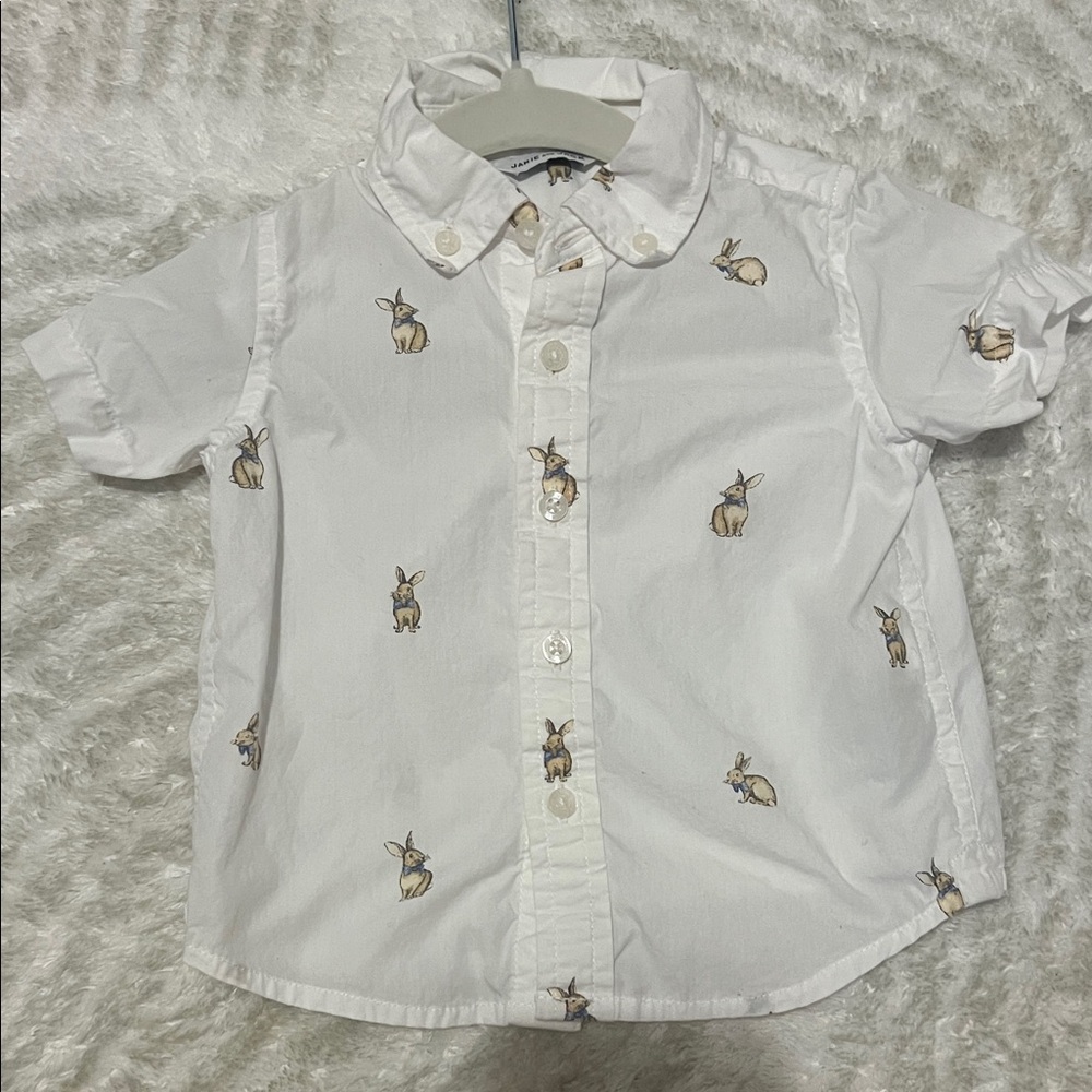 Janie and Jack White Shirt with Bunny Design